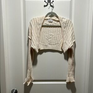 Cream Ribbed Women's Cropped Sweater